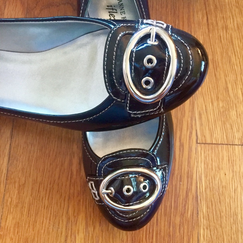 Anne Klein black patent flats